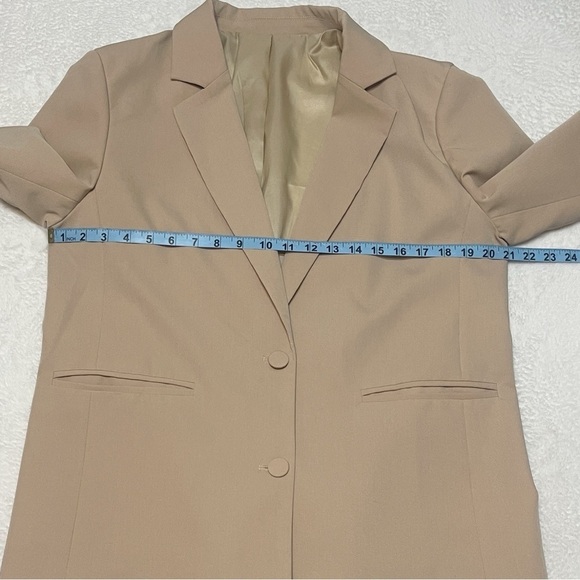 Blazer Classic Light Khaki Tan Double Button Front Women's Large - Picture 4 of 7